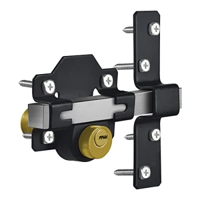 Image of Long Throw Gate Lock, 70mm, Double Locking, Stainless Steel, Lock for Wooden Gates, 5 Keys