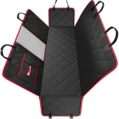 Image of Dog Hammock for Car Back Seat with Mesh Visual Window, Side Flaps Zipper, Padded 4 Layers Waterproof Heavy Duty Storage Bag, Scratch Proof Nonslip Pet Cover