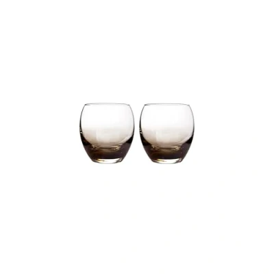 Image of Denby Halo Smoked Grey Small Tumblers Set of 2 390ml Hand Blown Finished Juice, Water Glasses Dishwasher Safe