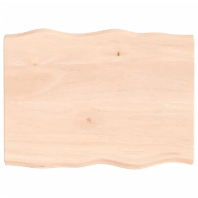 Image of vidaXL Versatile Live Edge Solid Oak Wood Table Top 80x60x4 cm, Untreated, Handcrafted for Home and Commercial Settings, Customisable Finish