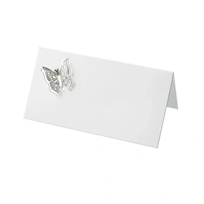 Image of Neviti 3D Butterfly Place Cards, Paper, Silver, 9.7 x 4.6 0.2 cm