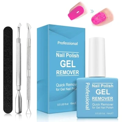 Image of Xumann Gel Nail Polish Remover Kit, Quick &amp; Easy Removal, No Foil Soaking or Wrapping, Acetone Free Formula, Magic Tools