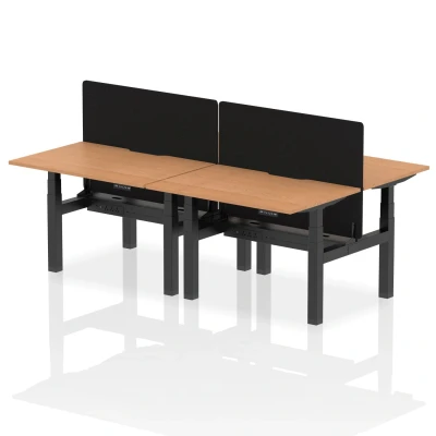 Image of Air B2B 1200x800 Adjustable 4P Bench Desk Scalloped Oak/Black + Screen