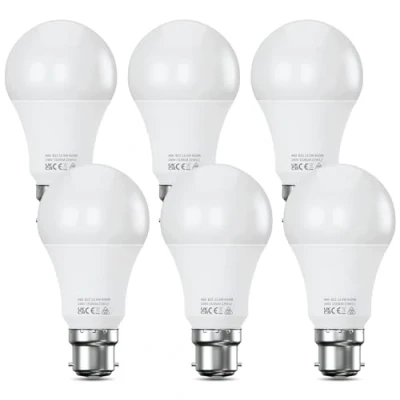 Image of Bayonet Light Bulb 100W Equivalent, Energy Saving B22 LED Bulbs, Cool White 6500K, 13.5W 1520 Lumens Daylight Bulb, Non Dimmable, Super Bright BC GLS 6 Pack