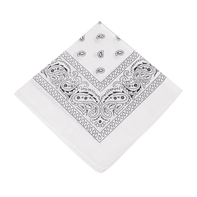 Image of [UK SELLER] Men&#039;s/Women&#039;s Bandana Head Scarf Neck Scarves Paisley 100% COTTON (white)