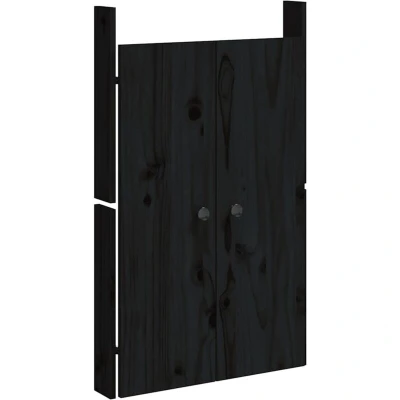 Image of &#039;vidaXL Solid Pinewood Outdoor Kitchen Doors 50x9x82 cm Elegant Black Finish Easy Installation Clutter Free Design Solution