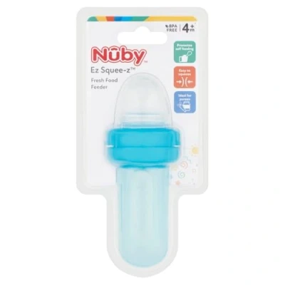 Image of Nuby EZ Squeeze Weaning Self Feeder Baby Spoon, Blue