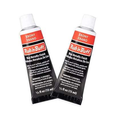 Image of AMACO Rub n Buff Wax Metallic Finish 2 Ebony 15ml Tubes Versatile Gilding for Finishing Furniture Antiquing and Restoration Colors Set of Two