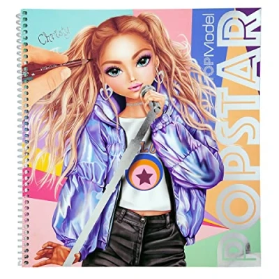 Image of Depesche 12228 TOPModel Popstar Colouring Book with 60 Pages for Designing Model Motifs and Outfits, Sticker Sheet Stencils Much More, Children from 6 Years