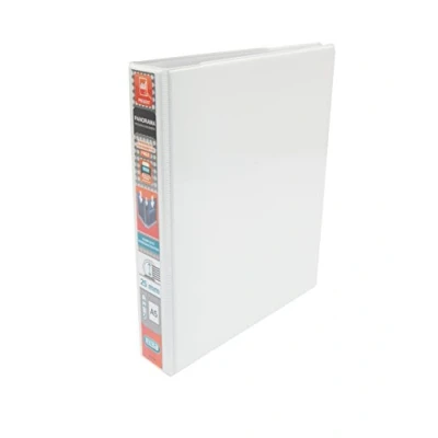 Image of Elba A5 2 D Ring Binder, 25mm capacity, 40mm spine, Presentation Folder with Customisable Cover, Portrait, White (Pack of 6)