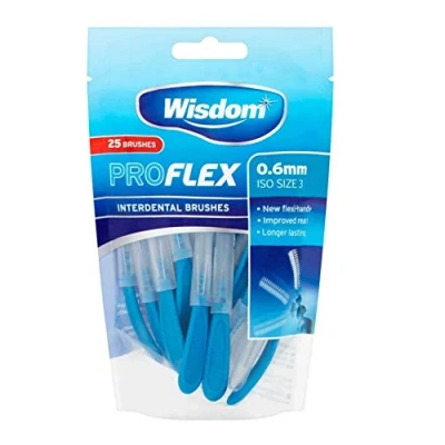 Image of Wisdom Pro Flex Interdental Brushes 0.60mm Blue 25 Pack