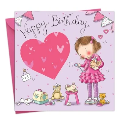 Image of Twizler Happy Birthday Card with Vet Girls Girl For Animal Childrens Cards Presents