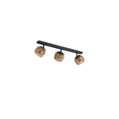 Image of Lindby Ediz ceiling light, 3 bulb, GU10, wood, 73 cm long