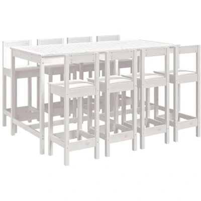 Image of vidaXL 9 Piece Garden Bar Set White Solid Wood Pine