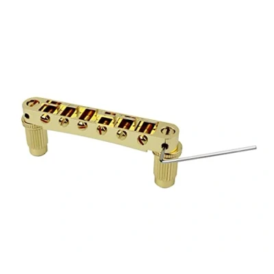 Image of Guyker Guitar Saddle Bridge Tune O Matic Bridges with Studs Replacement for LP EPI 6 String Electric (GM003, Golden)