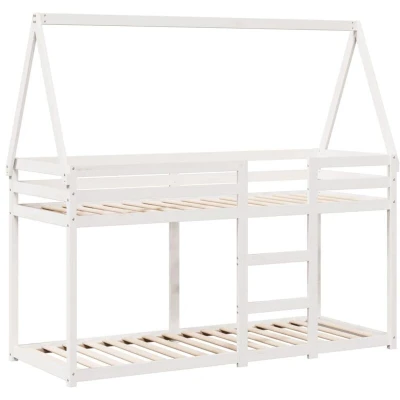 Image of vidaXL Bunk Bed without Mattress White 75x190 cm Small Single Solid Wood Pine