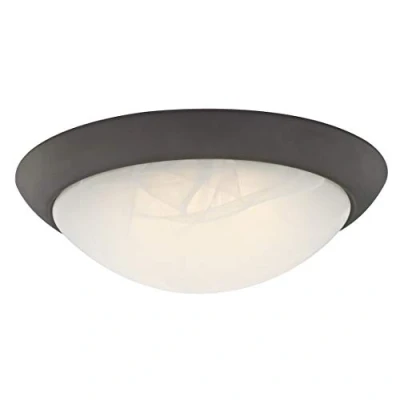 Image of 63089 28 cm Dimmable LED Indoor Flush Mount Ceiling Fixture, Oil Rubbed Bronze Finish with White Alabaster Glass