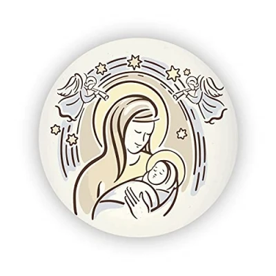 Image of stika.co Pack of 24, 72, 240 Paper Labels, Nativity Christmas Self Adhesive Stickers, Holiday, Stationary (24)