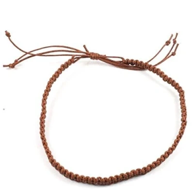Image of Men&#039;s Tribal Surfer Handmade Cotton Macrame Adjustable Anklet in 5 Colours (Chestnut)