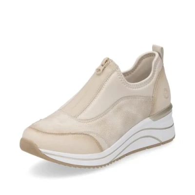 Image of Remonte D0T08 Women&#039;s Wedge Heel Sneakers (Beige Combi 61, UK Footwear Size System, Adult, Women, Numeric, Wide, 6.5)
