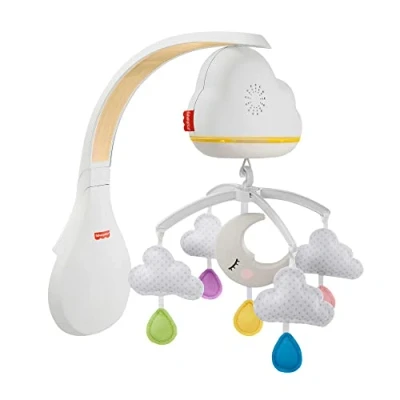 Image of Fisher Price Sound Machine Calming Clouds Mobile &amp; Soother Convertible Crib to Tabletop with Music Lights for Newborn Toddler, GRP99