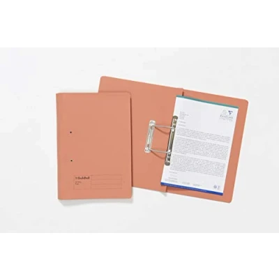 Image of Exacompta Ref 348 ORGZ Guildhall Pocket Spiral File, 315gsm Heavyweight Manilla, Holds A4 &amp; Foolscap Documents, Left Hand Pocket, Blue Angel Certified Orange, Pack of 50