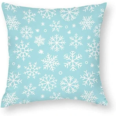 Image of Giftme Snowflake Blue Color Cushion Cover for Bedroom/Sofa Car Chair Decor, 40 Cm X Satin Cover, Throw Pillow Cover.