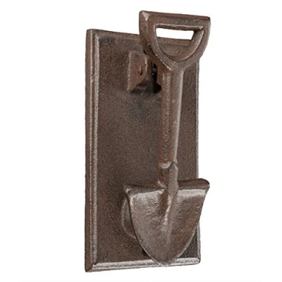 Image of HOMESCAPES Gate or Door Knocker Spade Vintage Brown Cast Iron Antique Style