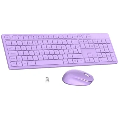 Image of LeadsaiL Wireless Keyboard and Mouse Set, 2.4GHz USB Computer Keyboards Combo, Full Size UK QWERTY Layout, Ergonomic Design with 12 Multimedia Shortcuts for HP/Lenovo Laptop Mac Purple