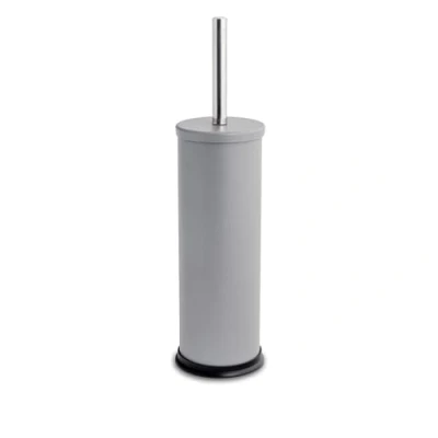 Image of Matt Grey Round Stainless Steel Toilet Brush &amp; Holder By Harbour Housewares