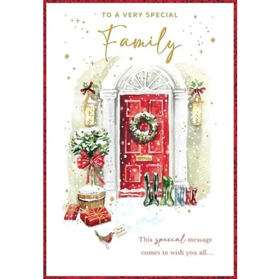 Image of Regal Publishing Christmas Card To a Very Special Family Red door 9 x 6 inches