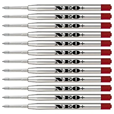 Image of Quality Ballpoint Pen Refills, Medium Point. Compatible with Parker Ball Pen. G2 Style Refill (12 x RED Ink)