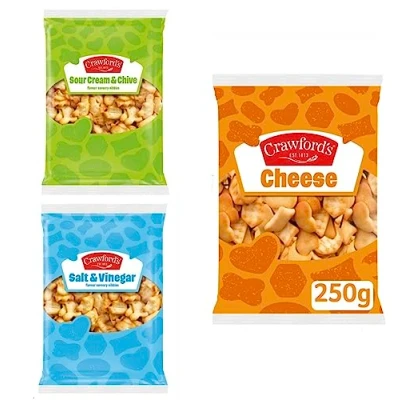 Image of Crawfords Savouries Bundle Cheese 250g Salt &amp; Vinegar 200g Sour Cream Chive Bags, 3 Piece Set