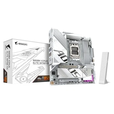 Image of GIGABYTE B850M AORUS ELITE WIFI6E ICE Motherboard AMD Ryzen 9000 Series CPUs, 12+2+1 Phases Digital VRM, up to 8200MHz DDR5 (OC), 1xPCIe 5.0 + 4.0 M.2, 2.5LAN, WIFI 7, USB 3.2 Gen 2