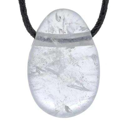 Image of Lebensquelle Plus Halbedelstein Rock Crystal Water Drop Pendant with Leather Bracelet, Crystal, Halbedelstein, Quartz