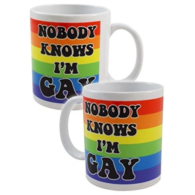 Image of Nobody Knows Im Gay Funny Slogan Mug