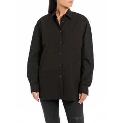 Image of Replay women&#039;s long sleeved shirt made of cotton, black (Black 098), S