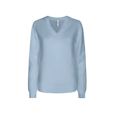 Image of Soyaconcept Women&#039;s SC Blissa 14 Basic v Neck Knit Pullover Sweater, Cashmere Blue, M