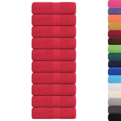 Image of vidaXL Guest Towels 10 pcs Red 30x50 cm 360 gsm 100% Cotton