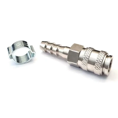 Image of Rectus 21 Type Quick Connector Female with 8mm Hosetail + O Clip Used on Water Fed Pole Systems