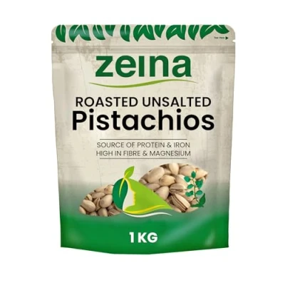 Image of Zeina Roasted Unsalted Pistachio Nuts (1Kg) Delicately Delicious Pistachios with No Added Salt Vegan Approved Nutritious Snack