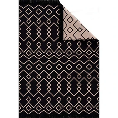 Image of Jimri Fashion4Home Rug Runner for Living Room, Bedroom, Kitchen, Children&#039;s Bathroom Boho Kilim Rugs Hallway Black Beige Size: 80 x 150 cm