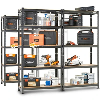 Image of VonHaus Garage Shelves 5 Tier Heavy Duty Racking with Massive 875kg Capacity, 175KG per Shelf Durable Metal Shelving for Garage, Shed and Workshop Storage 180cm x 90cm 40cm 4 Pack