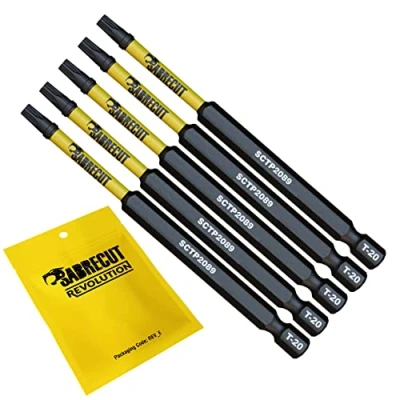 Image of 5 x SabreCut SCTP2089_5 89mm T20 TX20 Torx Tamper Proof Security Magnetic Impact Screwdriver Driver Bits Set Heavy Duty Compatible with Dewalt Milwaukee Bosch Makita and More