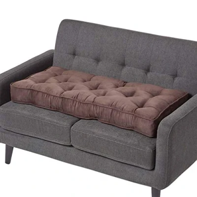 Image of HOMESCAPES Chocolate Brown Faux Suede 2 Seater Booster Cushion Large Firm 100 cm Wide Seat Pad with Supportive 10 Thick Lift for Sofa or Bench Long the Elderly, Post Surgery &amp; Pregnancy
