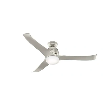 Image of HUNTER Fan Ceiling Harmony 137 cm Indoor, with light and Handheld remote, Matte Nickel, 3 Reversible Blades Nickel Ideal for Summer or Winter, Model 50625