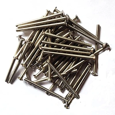 Image of Ali&#039;s DIY M3.5 Long Electrical socket Screws Slotted Bright Nickel Plated (BNP) Raised CSK Head, 50 mm Pack of 10