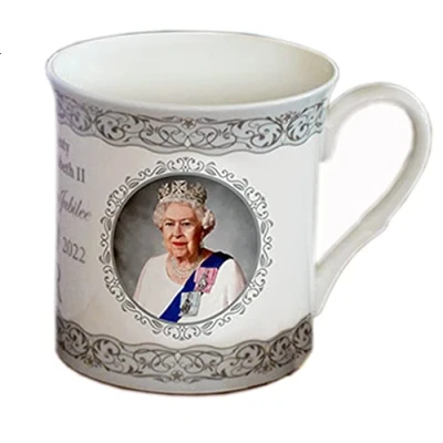 Image of Queen Elizabeth Platinum Jubilee Regal Mug Commemorative Memorabilia Souvenirs Coffee Cup Home Deco (by LILAJ)