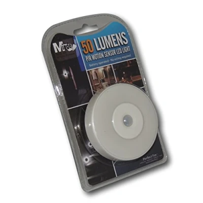 Image of EPOSGEAR Minder Stick On Adhesive LED Automatic PIR Motion Movement Activated Indoor light Perfect for use in Kitchens, Cupboards, Wardrobes, Closets and other low areas (1 Round with Batteries)