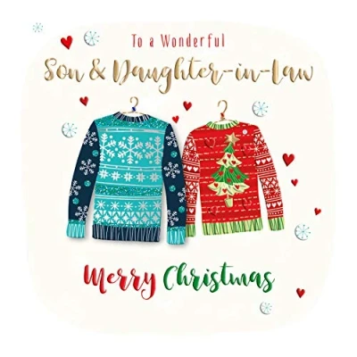 Image of Son &amp; Daughter in Law Embellished Christmas Greeting Card Special Xmas Cards SFXR0065/45